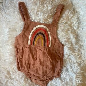 Shein Size 80 Baby Dusty Rose Romper with Rainbow